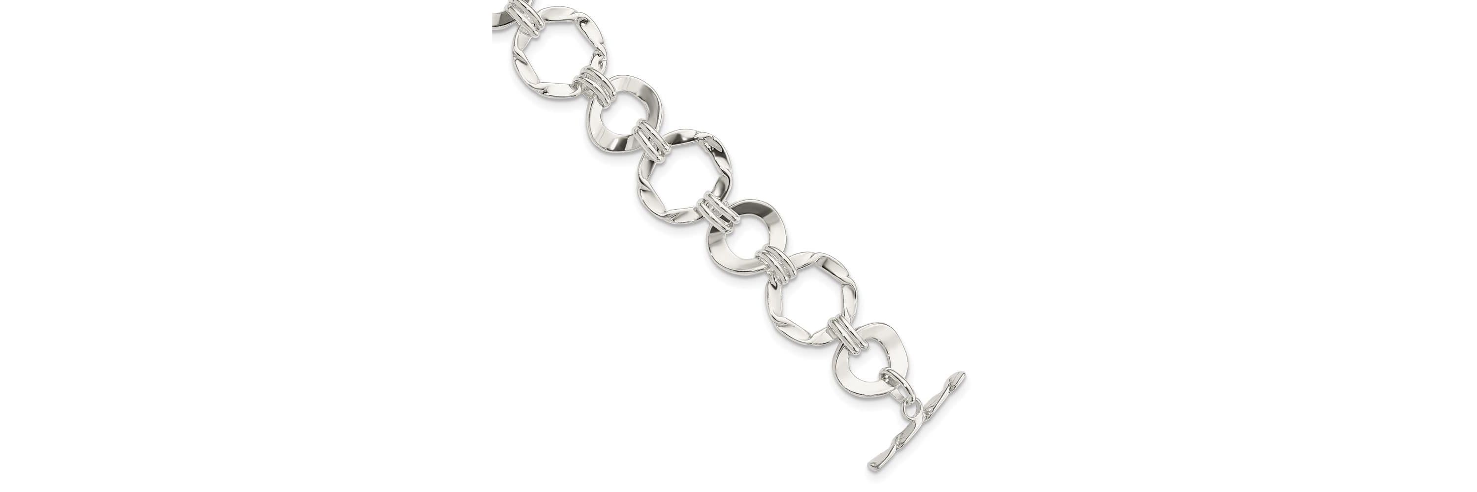 Sterling Silver Fancy Circle Link Bracelet