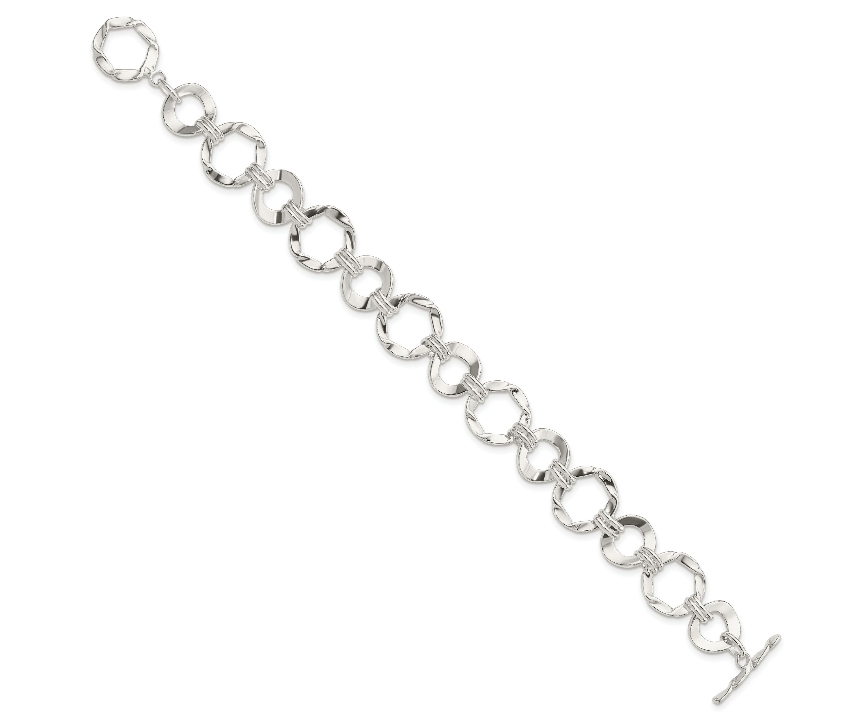 Sterling Silver Fancy Circle Link Bracelet