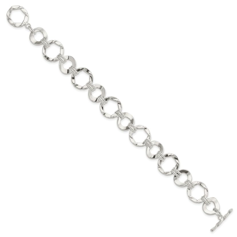Sterling Silver Fancy Circle Link Bracelet