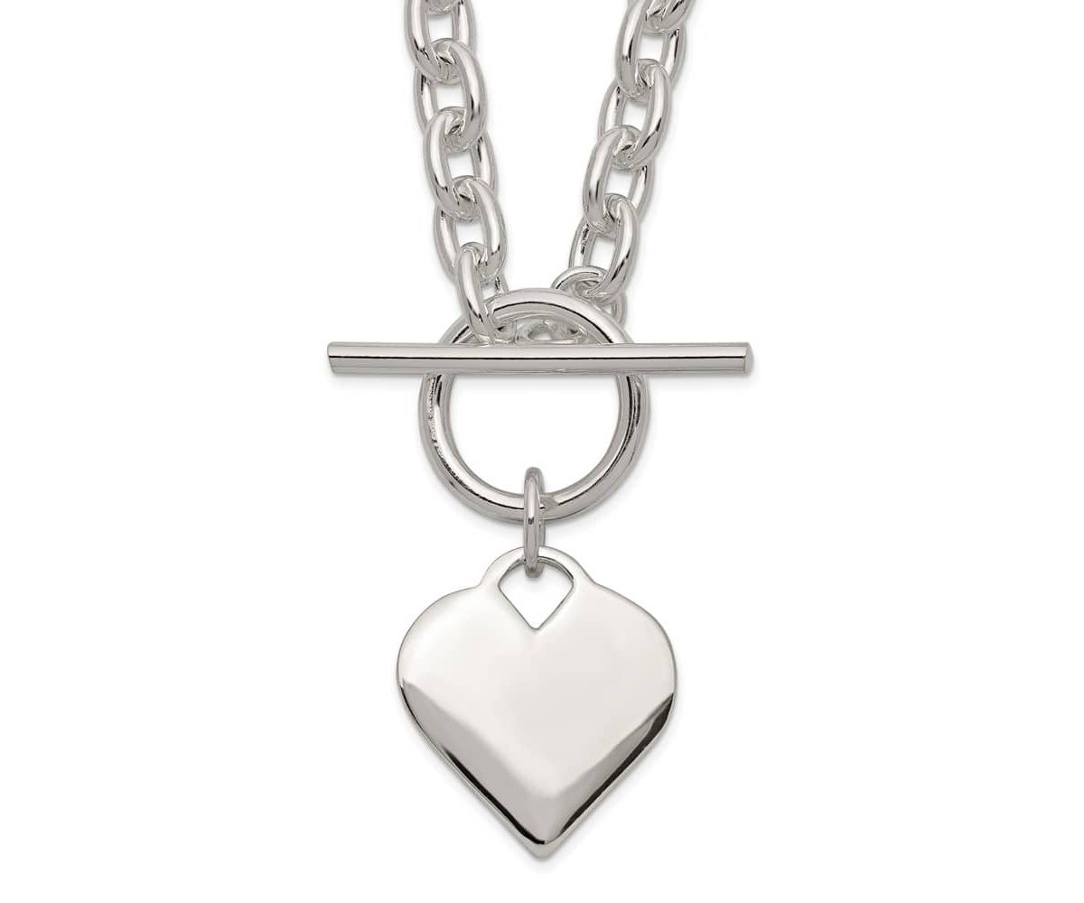 Sterling Silver Heart Toggle Necklace