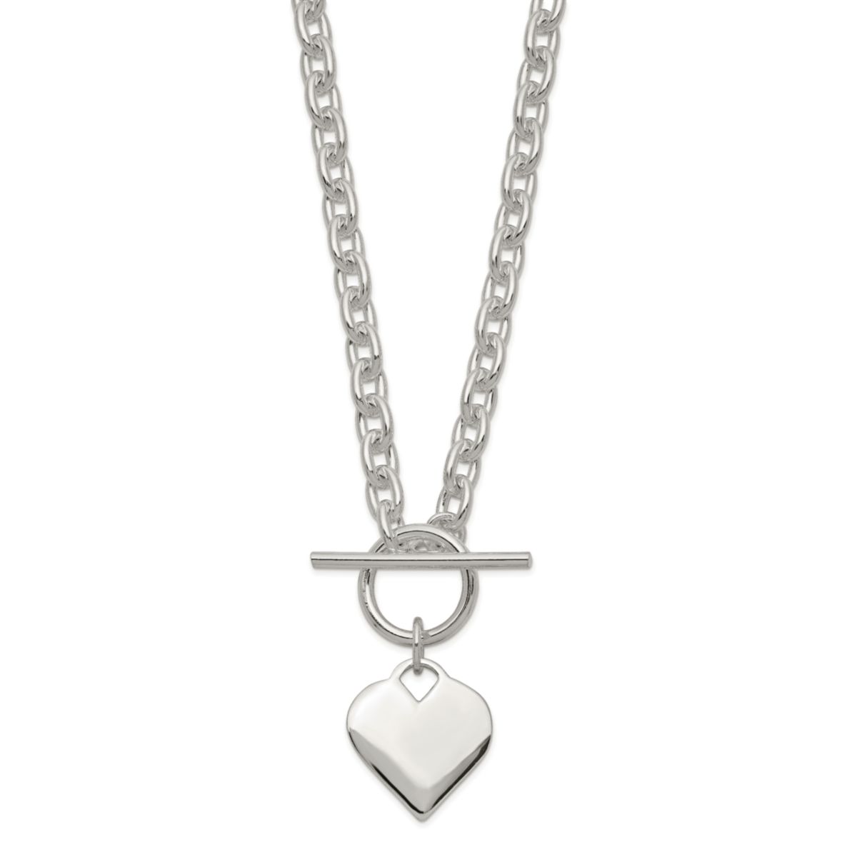 Sterling Silver Heart Toggle Necklace