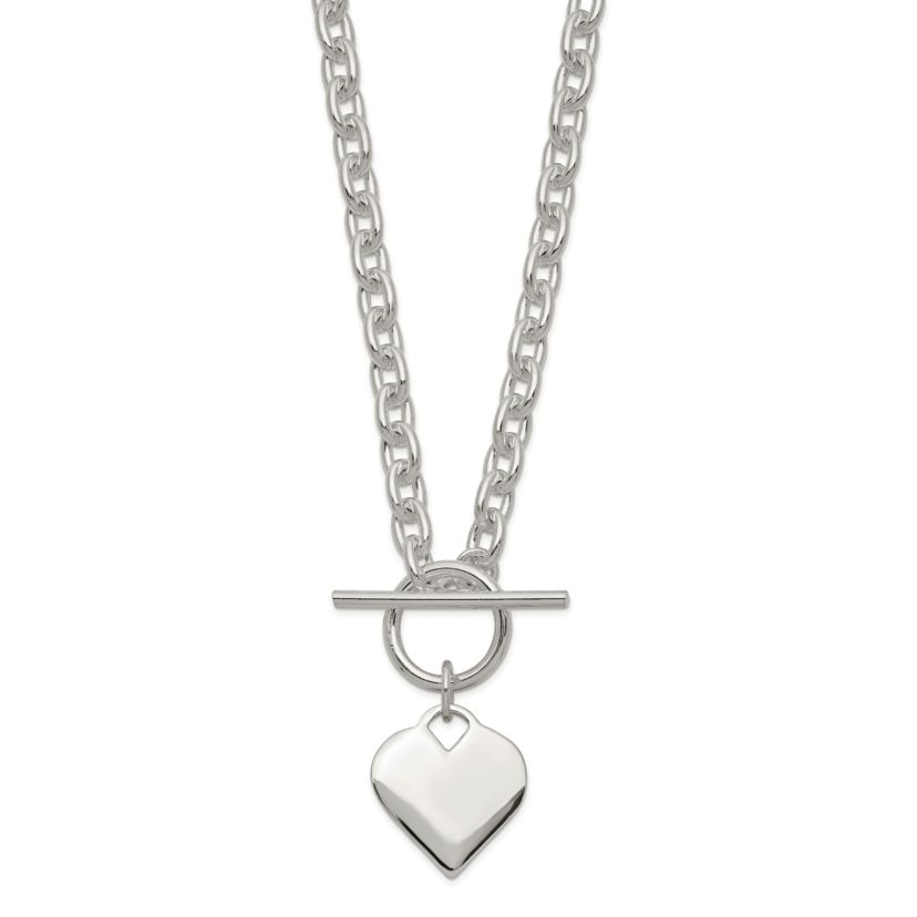 Sterling Silver Heart Toggle Necklace
