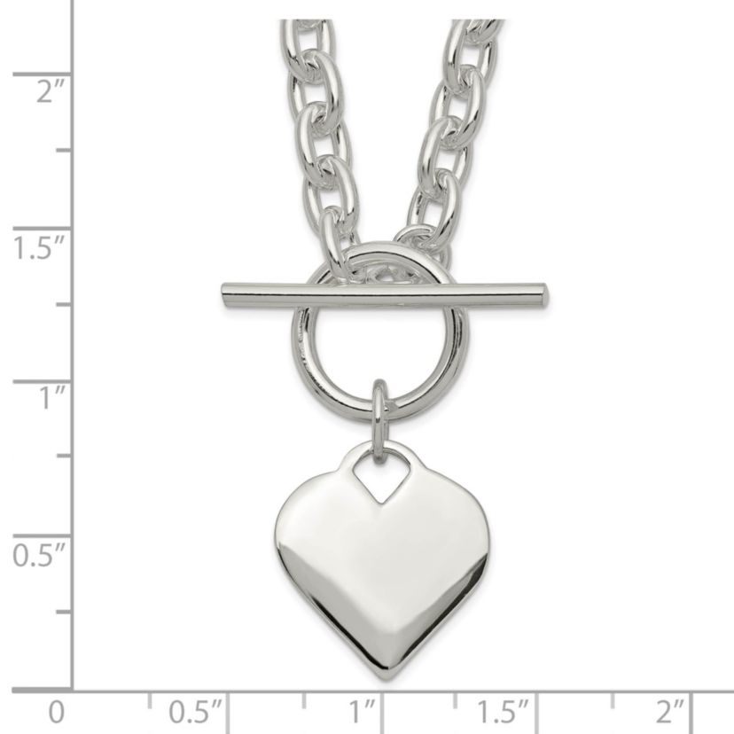 Sterling Silver Heart Toggle Necklace