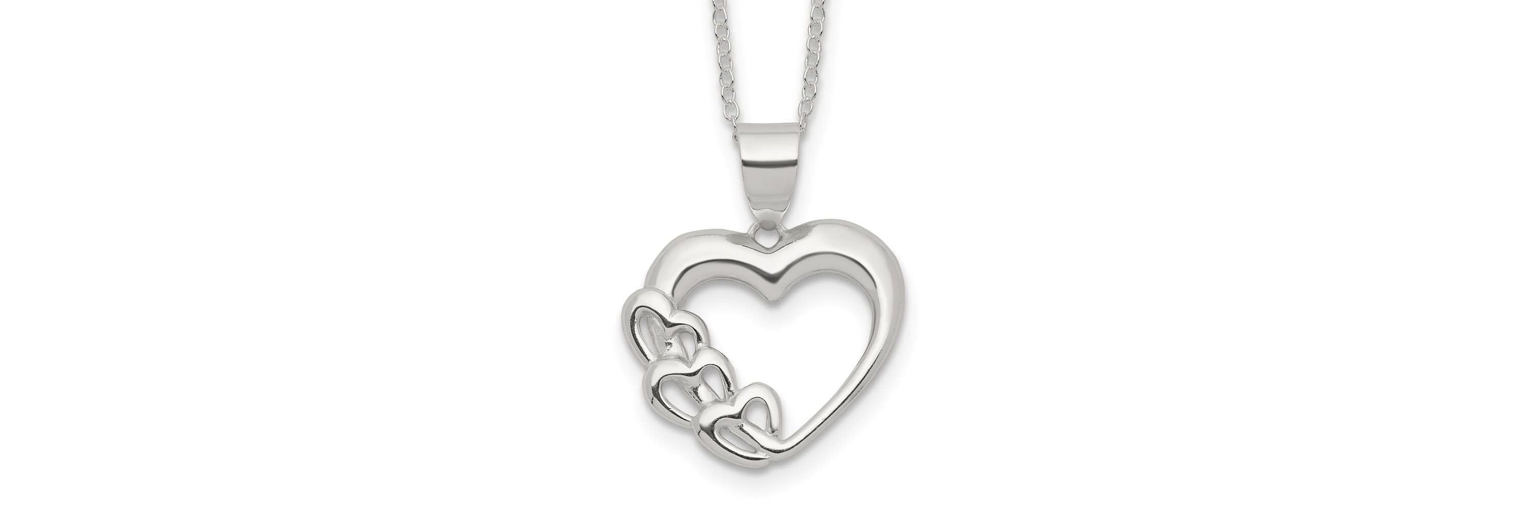 Sterling Silver Rhodium-plated Heart Necklace