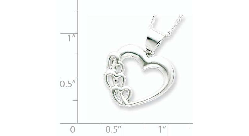 Sterling Silver Rhodium-plated Heart Necklace
