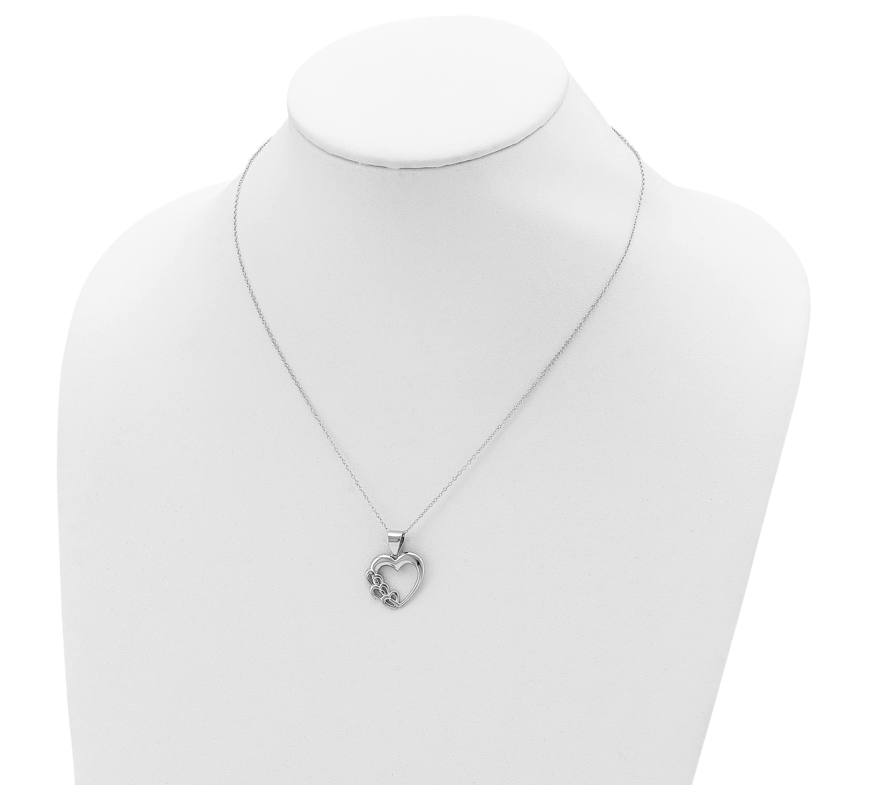 Sterling Silver Rhodium-plated Heart Necklace