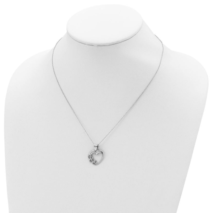 Sterling Silver Rhodium-plated Heart Necklace
