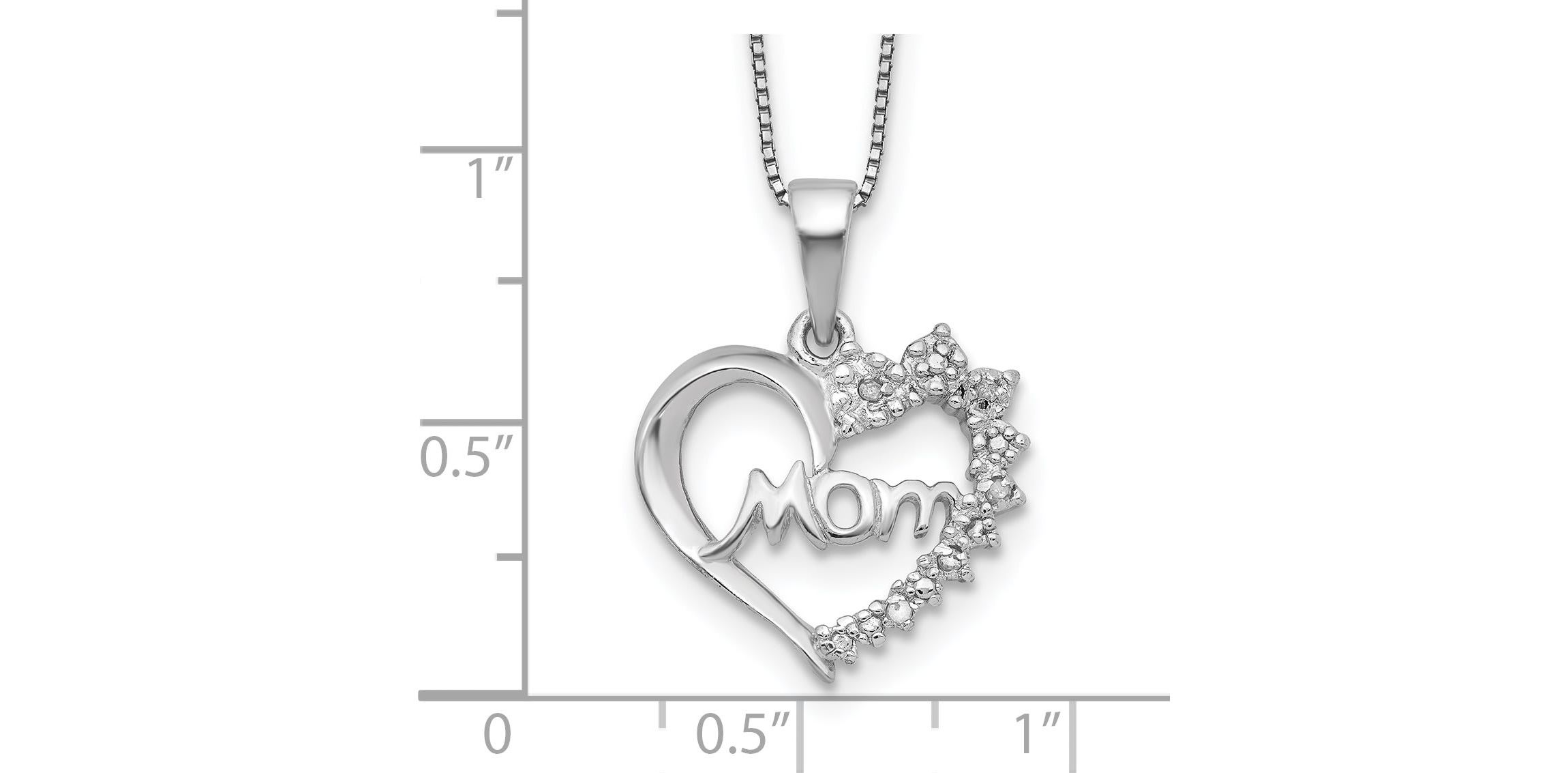 0.04 ct. t.w. Diamond Heart Mom Necklace in Rhodium-plated Sterling Silver