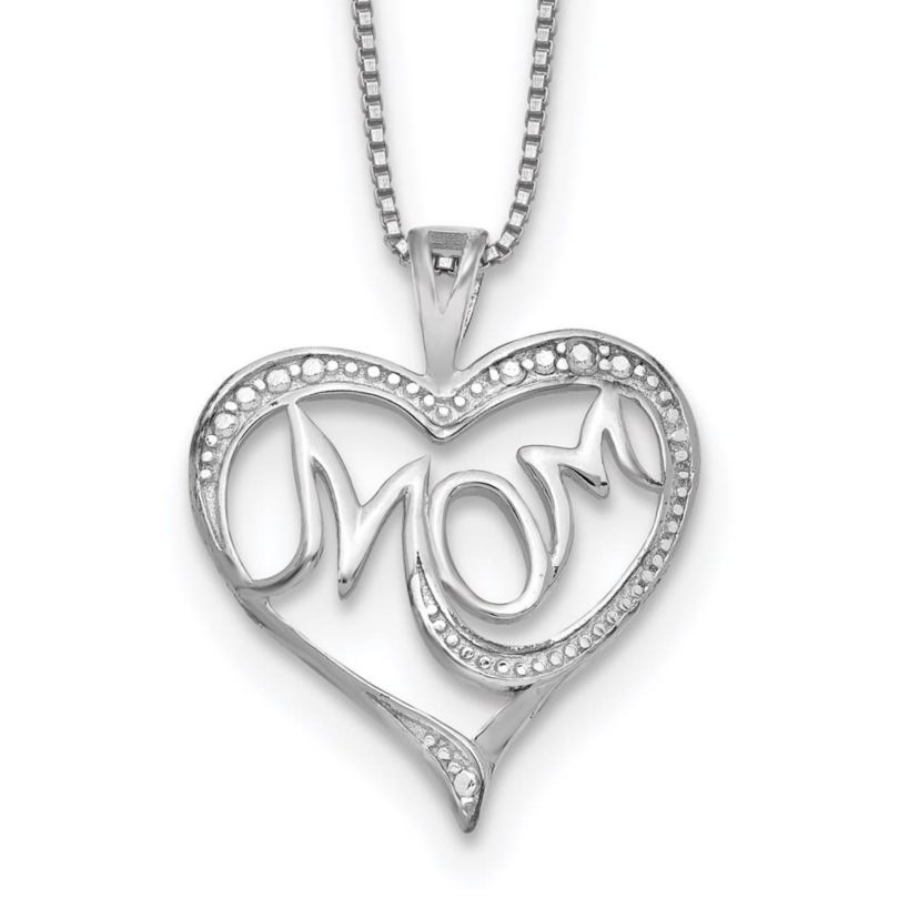 0.01 ct. t.w. Diamond Mom Necklace in Rhodium-plated Sterling Silver