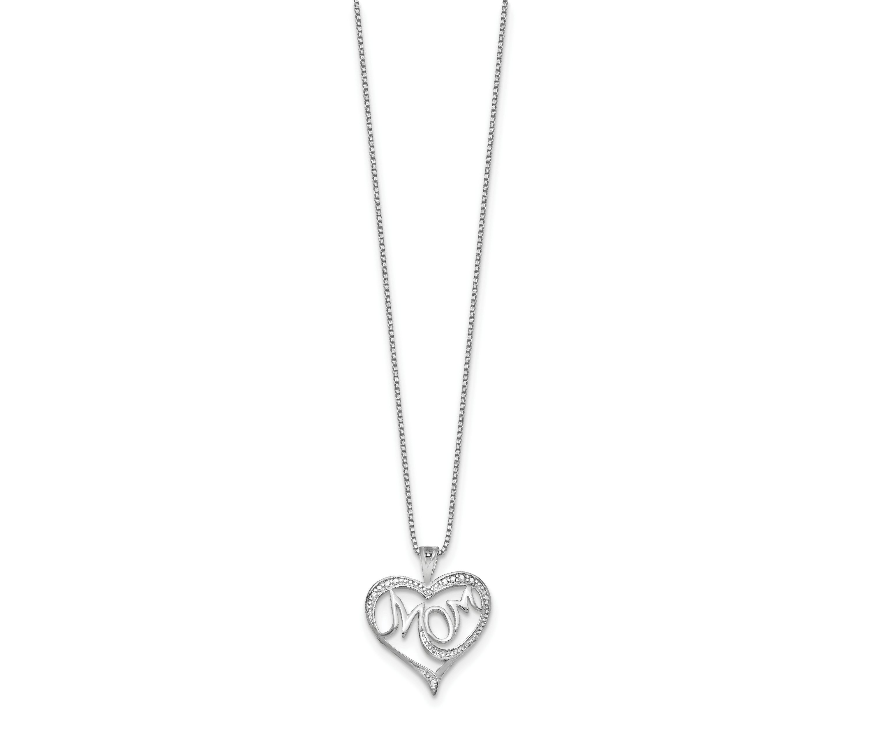 0.01 ct. t.w. Diamond Mom Necklace in Rhodium-plated Sterling Silver