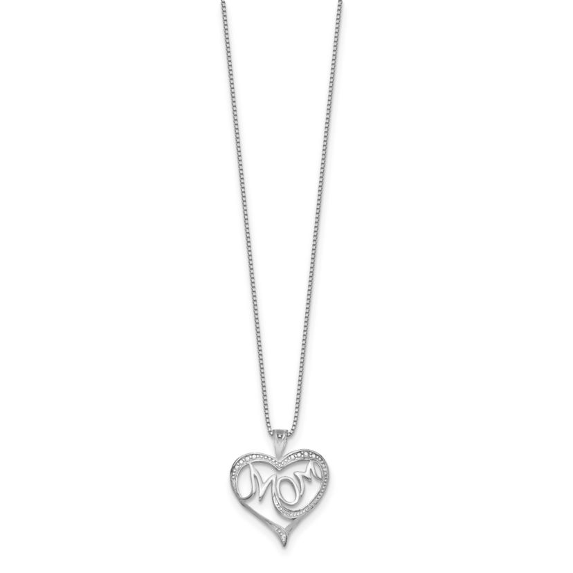 0.01 ct. t.w. Diamond Mom Necklace in Rhodium-plated Sterling Silver