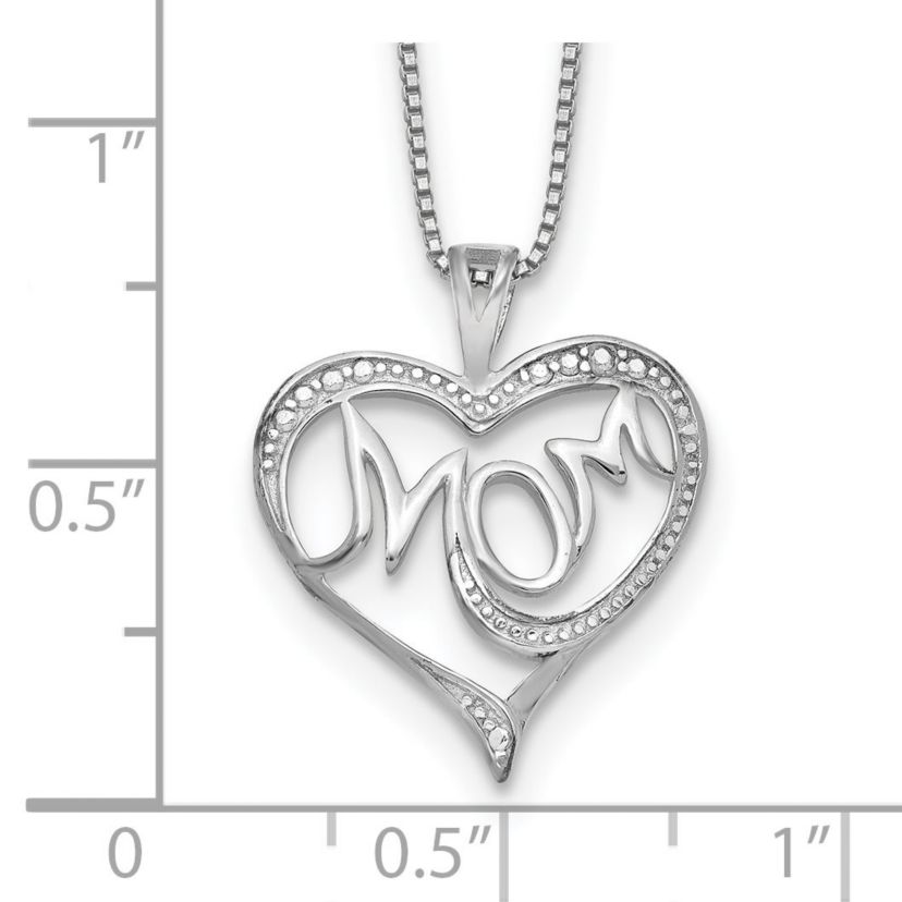 0.01 ct. t.w. Diamond Mom Necklace in Rhodium-plated Sterling Silver