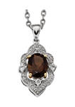 1.64 ct. t.w Smoky Quartz, 1/5 ct. t.w. White Topaz and 1/10 ct. t.w. Diamond Necklace in Rhodium-Plated Sterling Silver and 14K Gold Accent