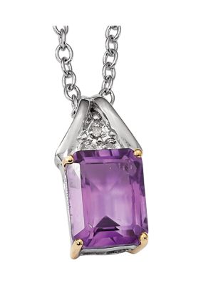 Belk & Co 2.87 Ct. T.w. Amethyst And 1/10 Ct. T.w. Diamond Necklace In Sterling Silver And 14K Gold True Two-Tone