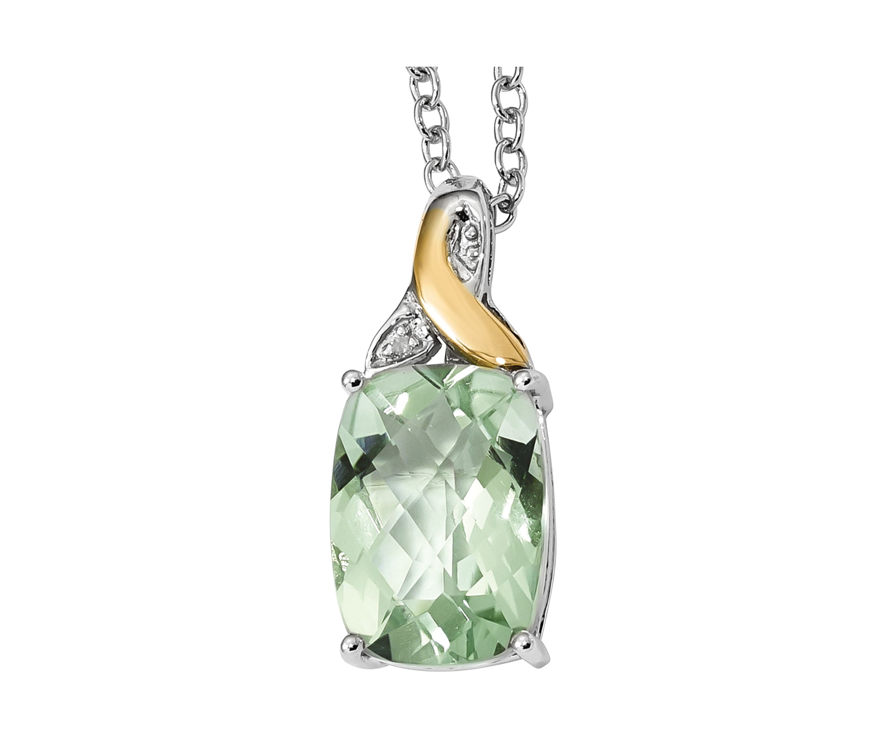 5.79 ct. t.w. Green Quartz and 1/10 ct. t.w. Diamond Necklace in Sterling Silver and 14K Gold True Two-Tone