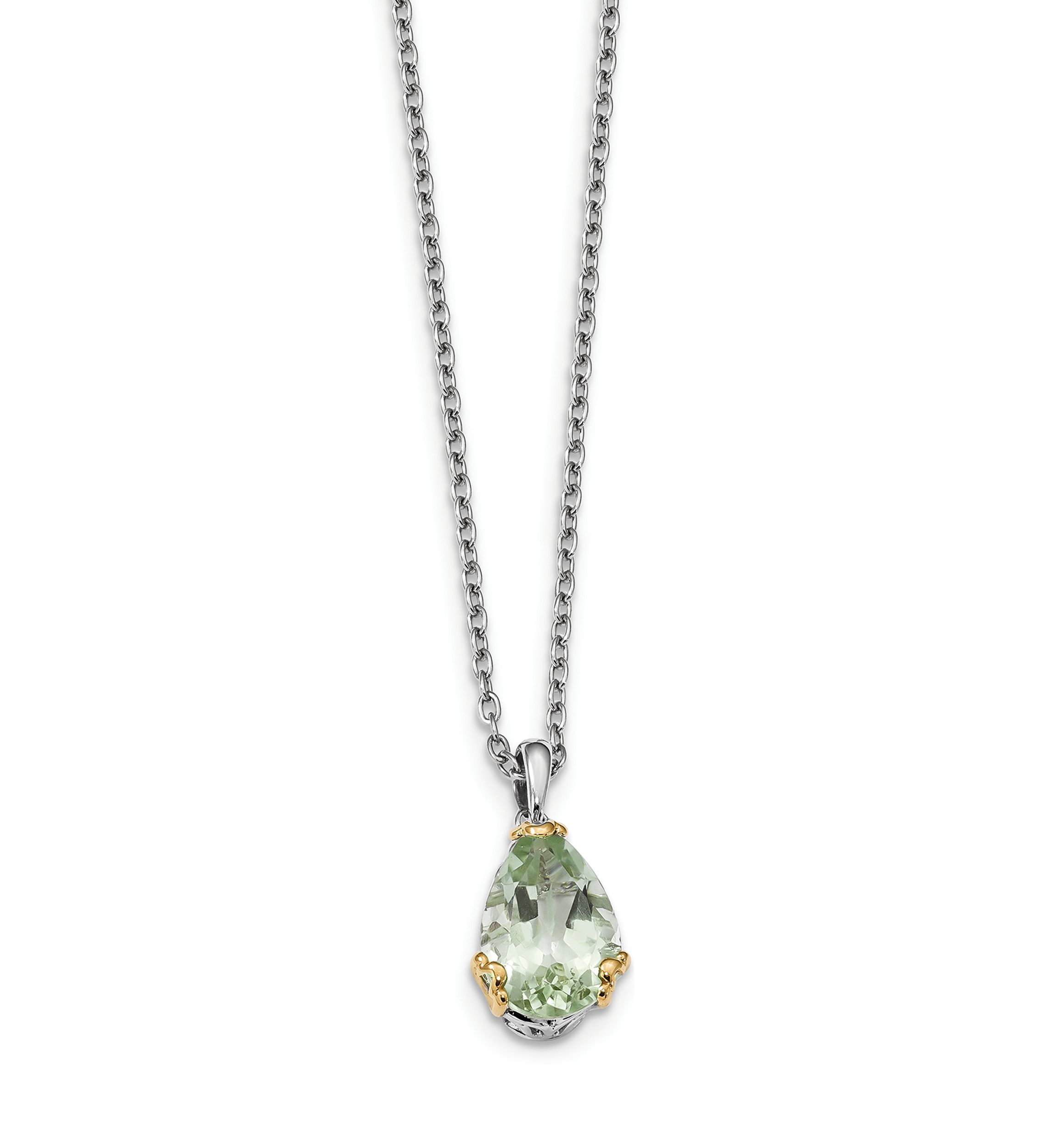 4.97 ct. t.w. Green Quartz Sterling Silver and 14K Gold True Two-tone Green Quartz Necklace