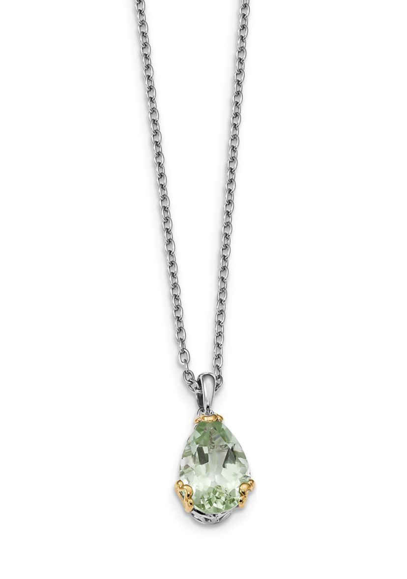 4.97 ct. t.w. Green Quartz Sterling Silver and 14K Gold True Two-tone Green Quartz Necklace