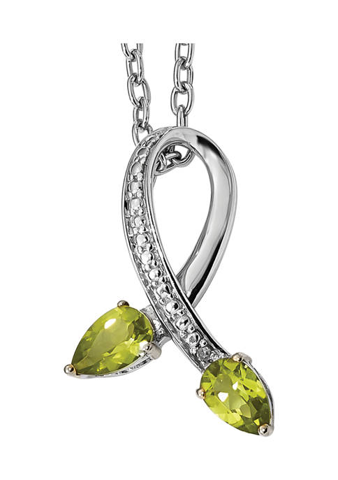 7/8 ct. t.w. Peridot and 1/10 ct. t.w. Diamond Necklace in Sterling Silver and 14K Gold True Two-Tone