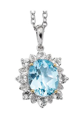 Belk & Co 5.92 Ct. T.w. Sky Blue Topaz And 1.20 Ct.t.w White Topaz Necklace In Sterling Silver And 14K Gold True Two-Tone