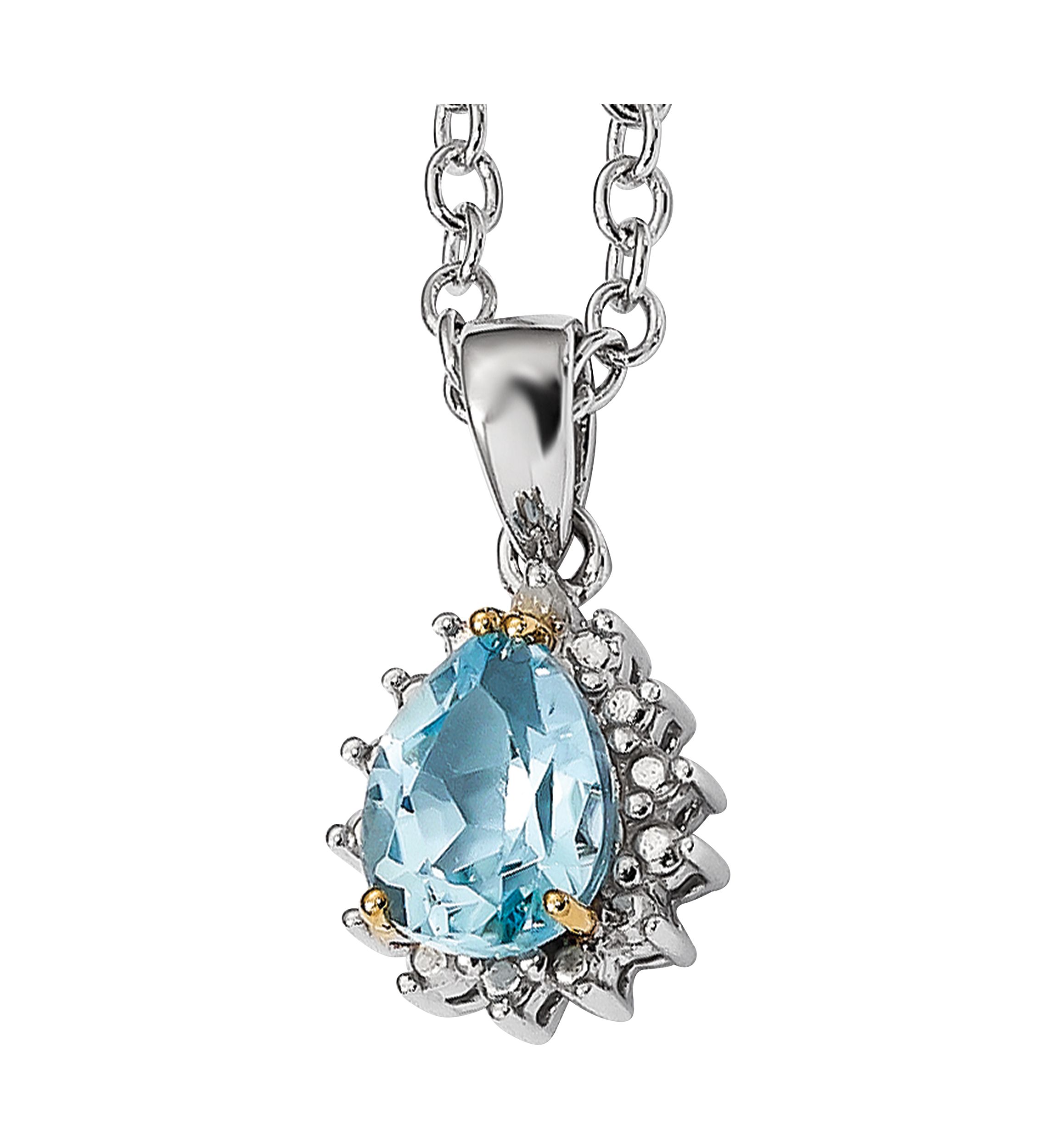 2 ct. t.w. Sky Blue Topaz and 1/10 ct. t.w. Diamond Neclace in Sterling Silver and 14K Gold True Two-Tone