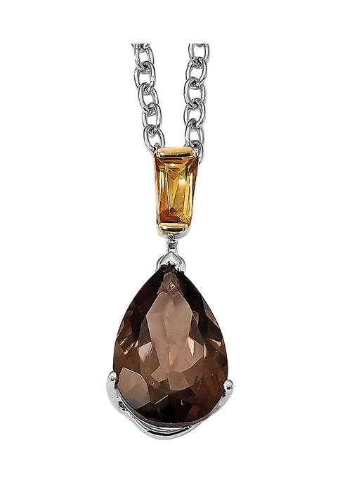 4.11 ct. t.w. Smoky Quartz and 1/3 ct. t.w. Citrine Necklace in Sterling Silver and 14K Gold True Two-tone Accent
