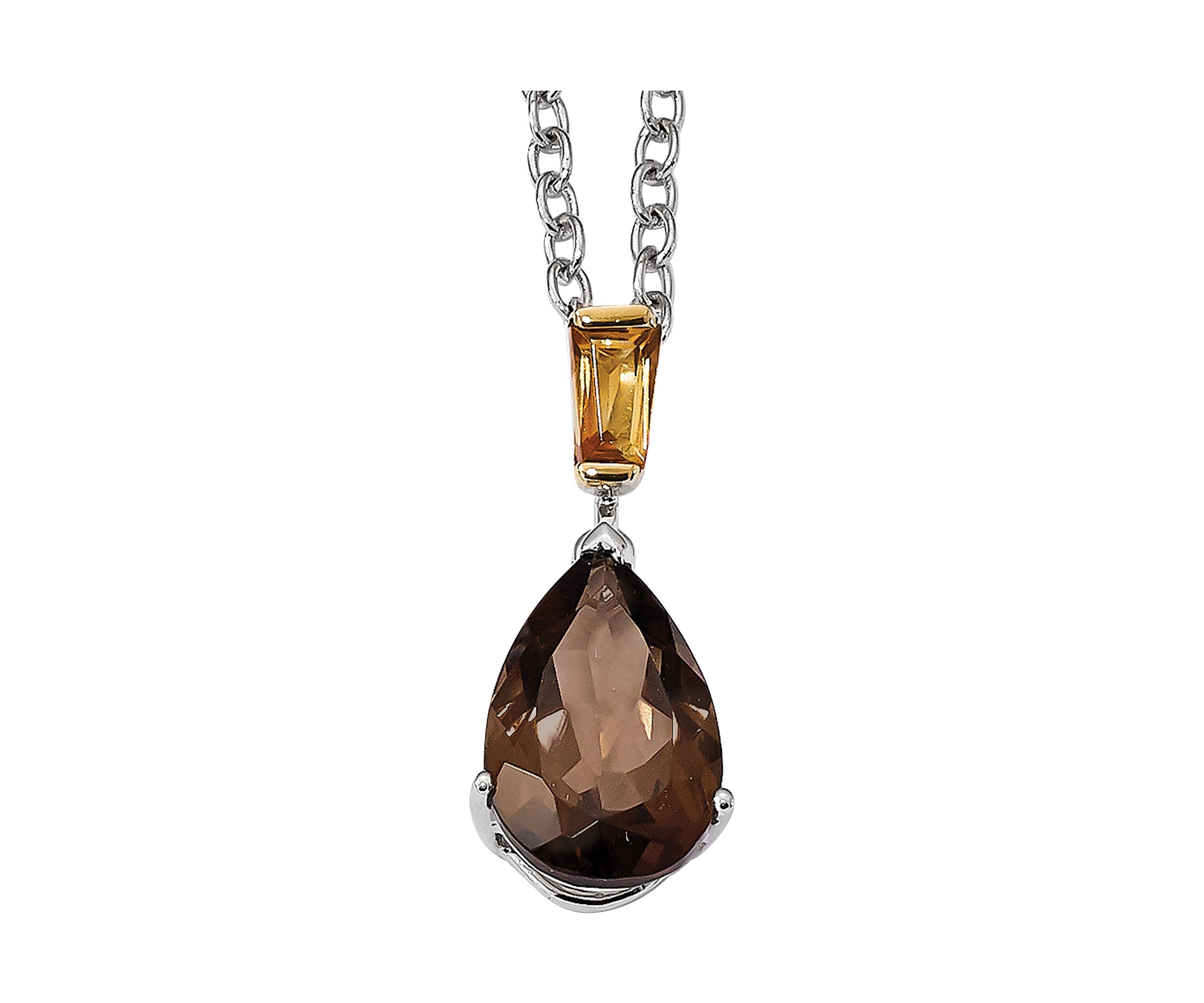 4.11 ct. t.w. Smoky Quartz and 1/3 ct. t.w. Citrine Necklace in Sterling Silver and 14K Gold True Two-tone Accent