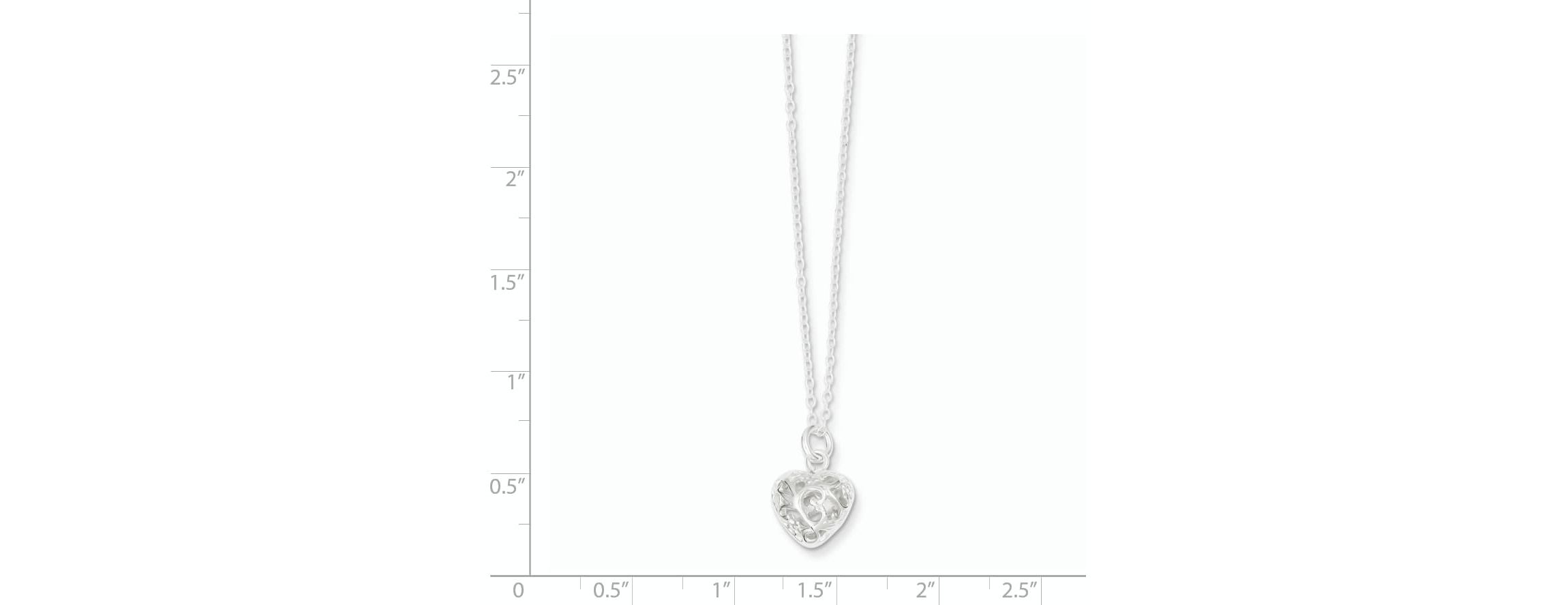 Sterling Silver Polished Puffed Filigree Heart 18-inch Necklace