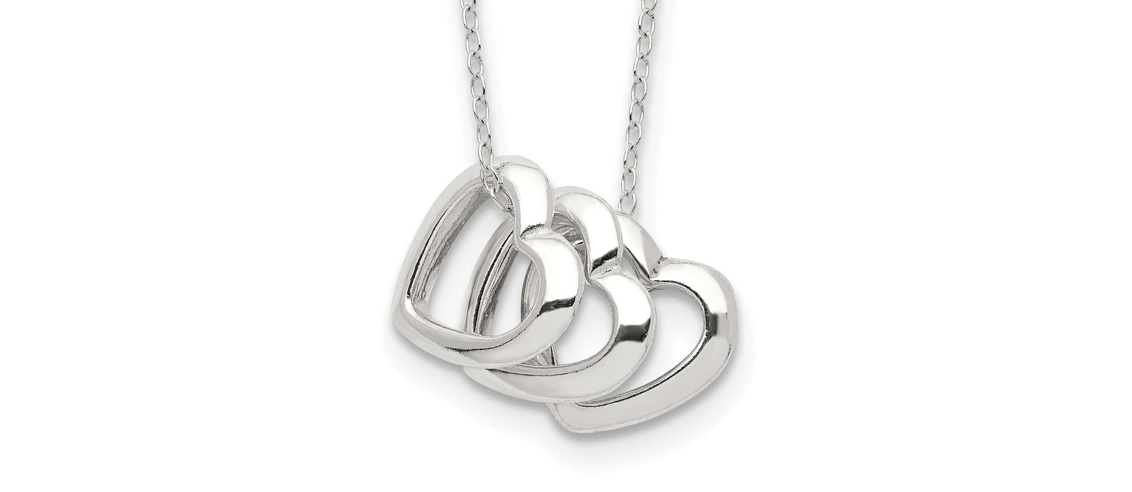 Sterling Silver Polished Fancy 3- Heart Necklace