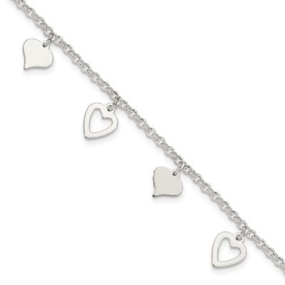 Belk & Co Sterling Silver Polished Heart Bracelet