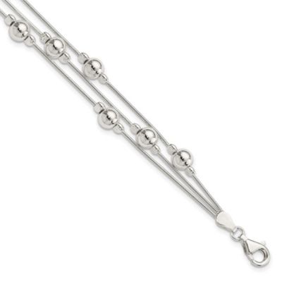 Belk & Co Sterling Silver Polished Bead Snake Chain Bracelet