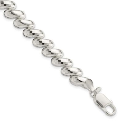 Belk & Co Sterling Silver Fancy Diamond-cut San Marco Bracelet, White, 7.5 in