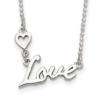 Belk & Co Sterling Silver Polished LOVE with Heart Necklace