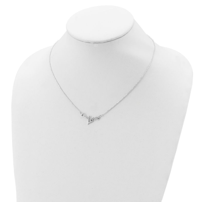 Sterling Silver Polished LOVE with Heart Necklace