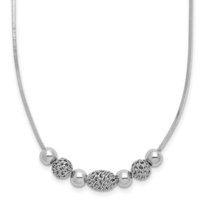 Belk & Co Sterling Silver Rhodium-plated Polished Filigree Bead Necklace