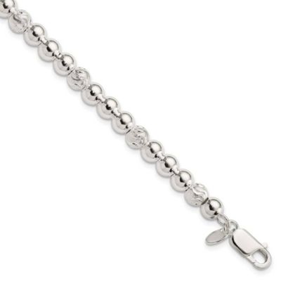 Belk & Co Sterling Silver Polished Diamond-cut Beaded Bracelet