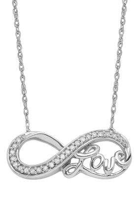 Belk & Co 1/6 Ct. T.w. Diamond Infinity Symbol Love Necklace In Rhodium Plated Sterling Silver