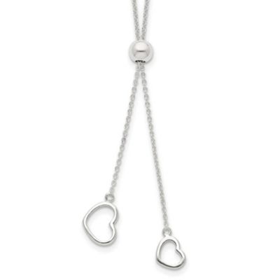 Belk & Co Sterling Silver Polished 2-Heart Adjusts up to 19.5 inch Necklace