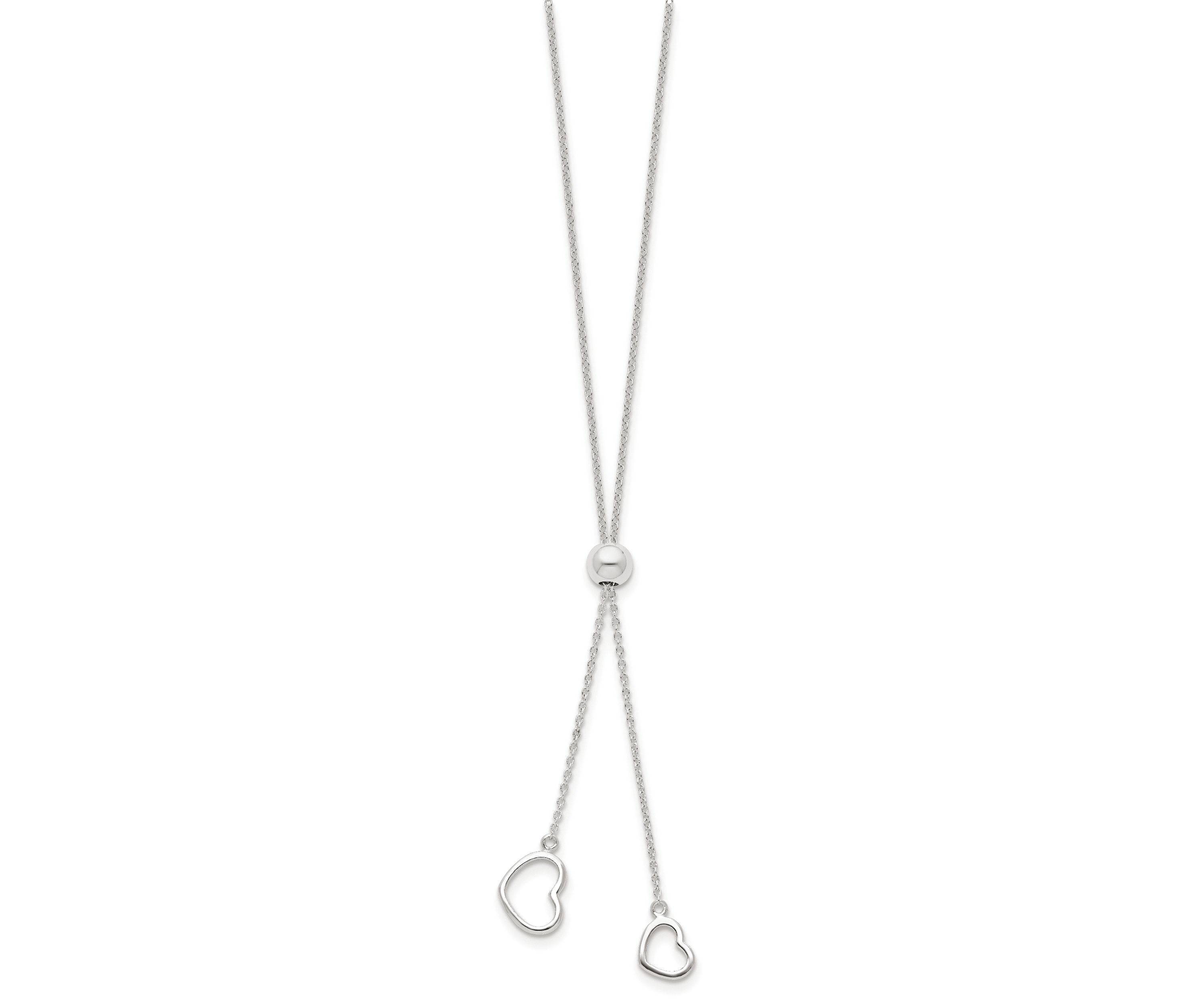 Sterling Silver Polished 2-Heart Adjusts up to 19.5 inch Necklace