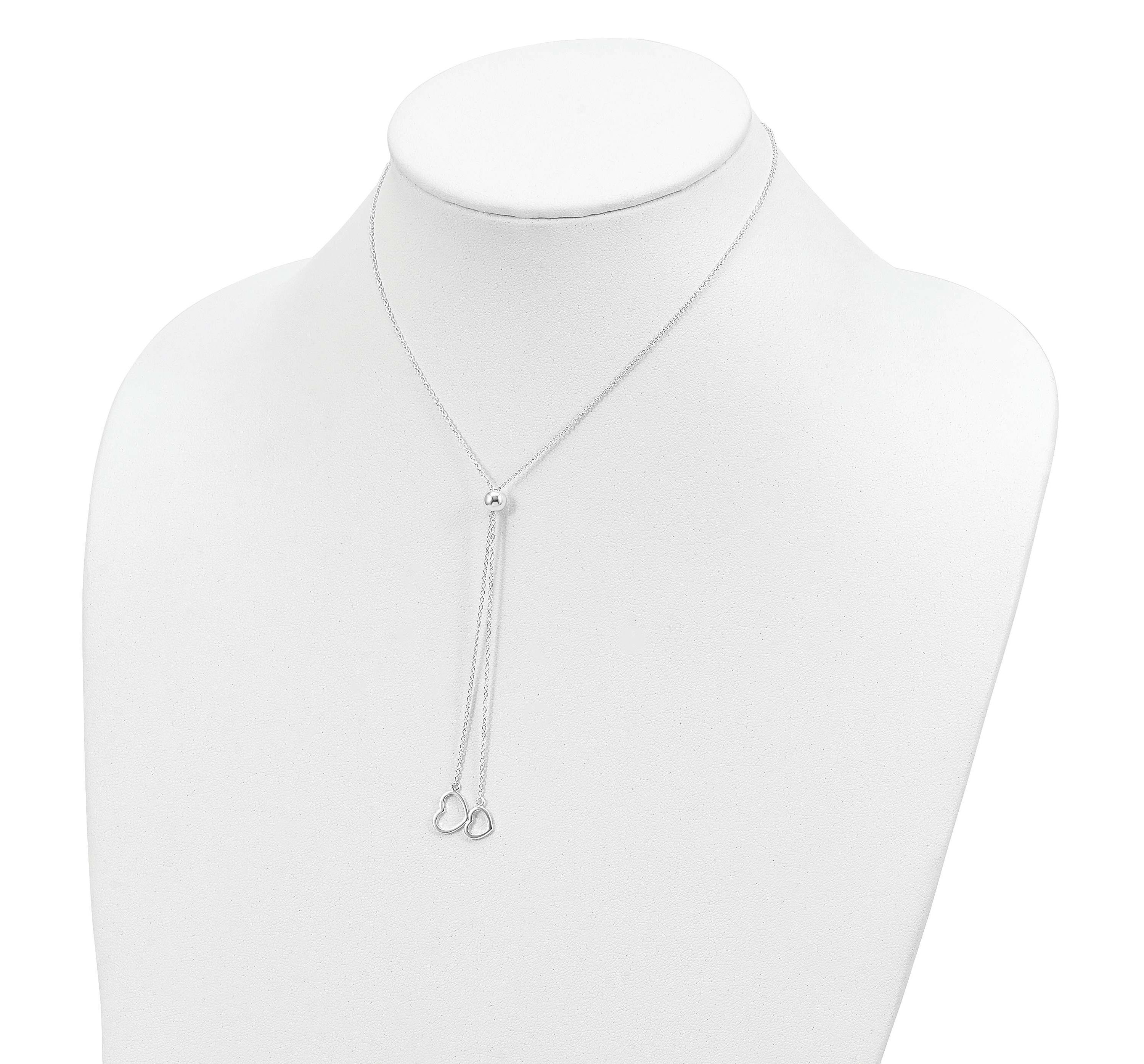 Sterling Silver Polished 2-Heart Adjusts up to 19.5 inch Necklace