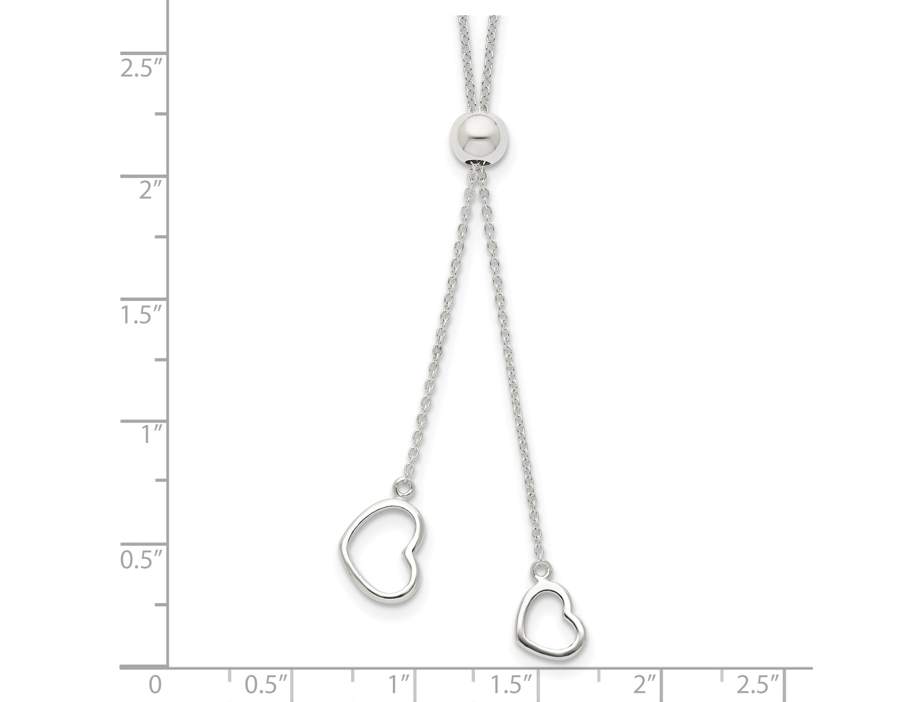 Sterling Silver Polished 2-Heart Adjusts up to 19.5 inch Necklace