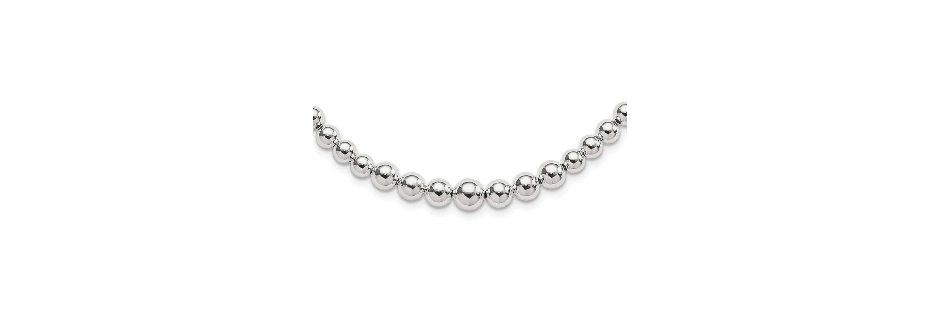 Sterling Silver Graduated Beads Adjustable Necklace