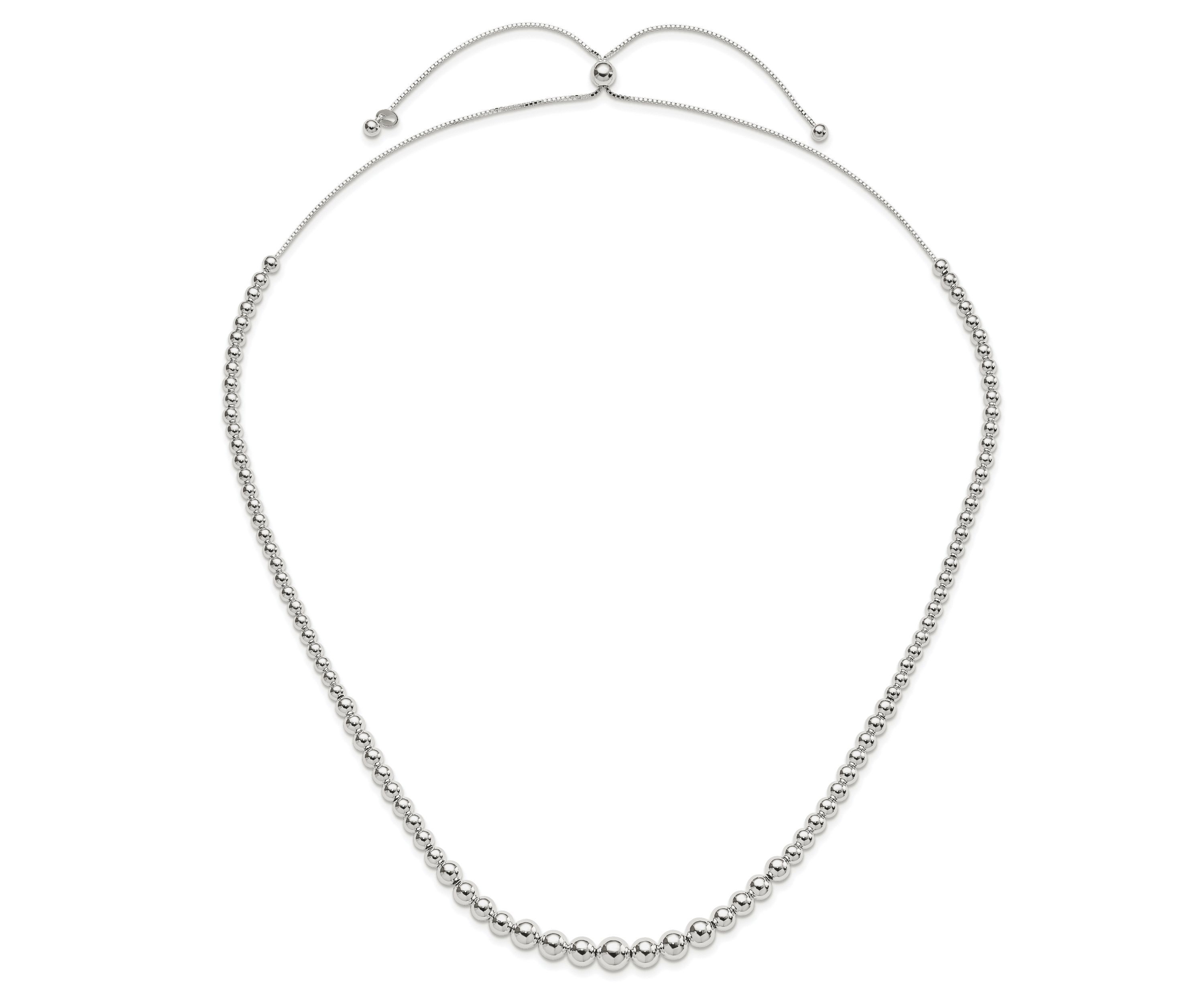 Sterling Silver Graduated Beads Adjustable Necklace