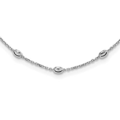 Belk & Co Sterling Silver Rhodium-plated Diamond-cut Beaded Necklace, White, 18 in