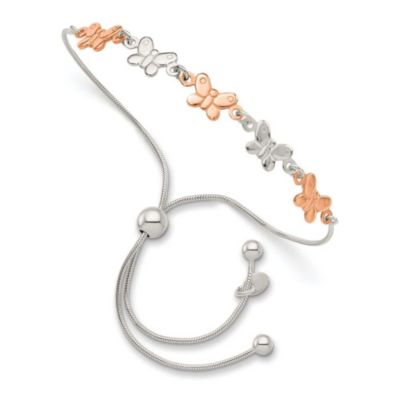 Belk & Co Sterling Silver with Rose-tone Butterfly Adjustable Bracelet