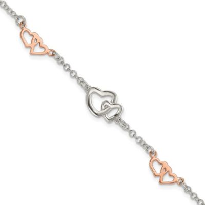 Belk & Co Sterling Silver Rose Gold-plated Polished Heart Bracelet