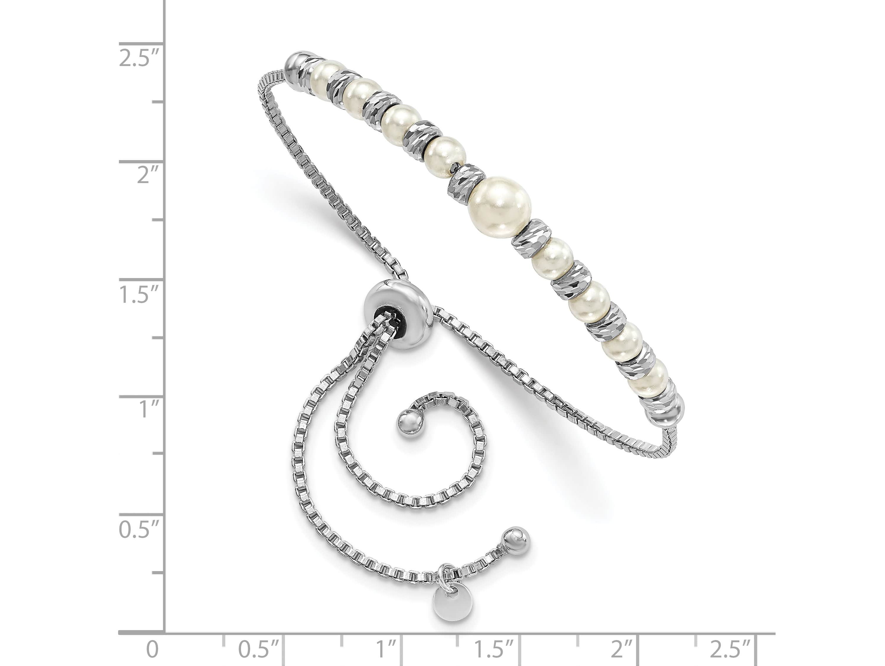Glass Pearl Adjustable Bracelet in Sterling Silver
