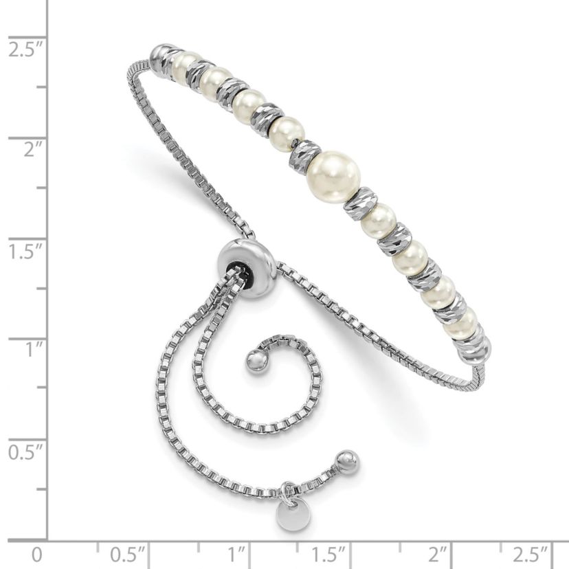 Glass Pearl Adjustable Bracelet in Sterling Silver