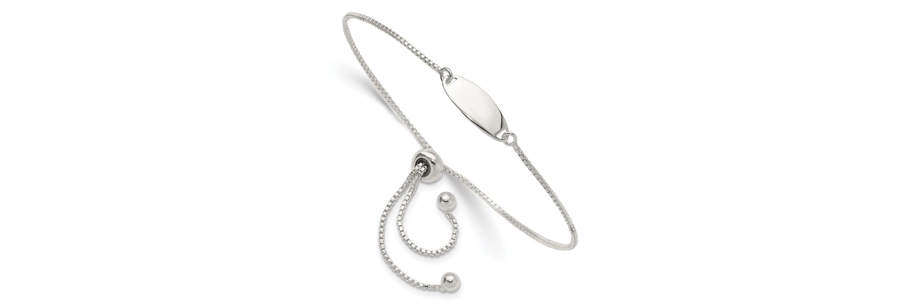 Sterling Silver Polished Bar Adjustable Bracelet
