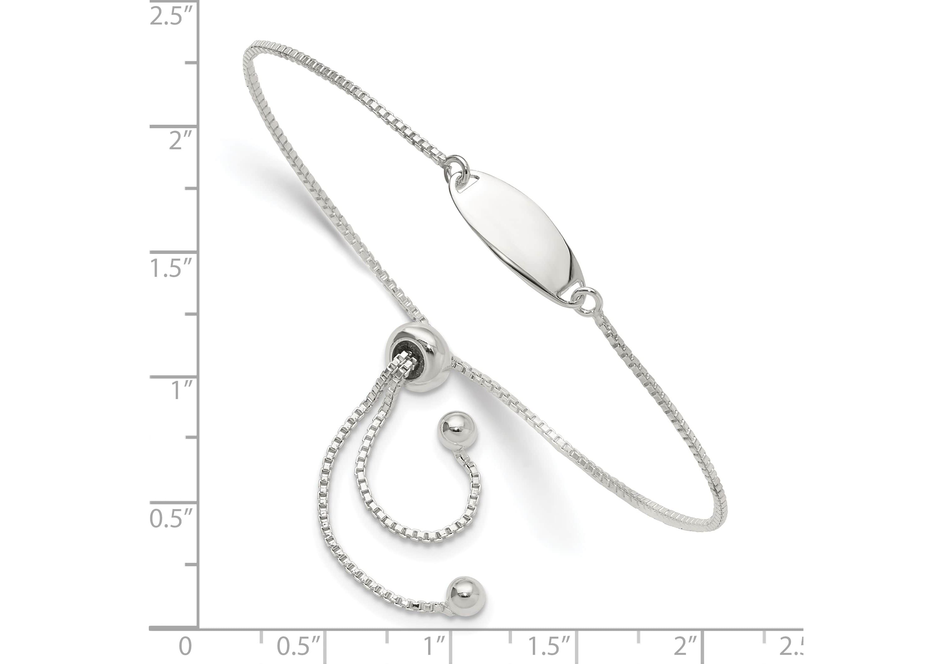Sterling Silver Polished Bar Adjustable Bracelet
