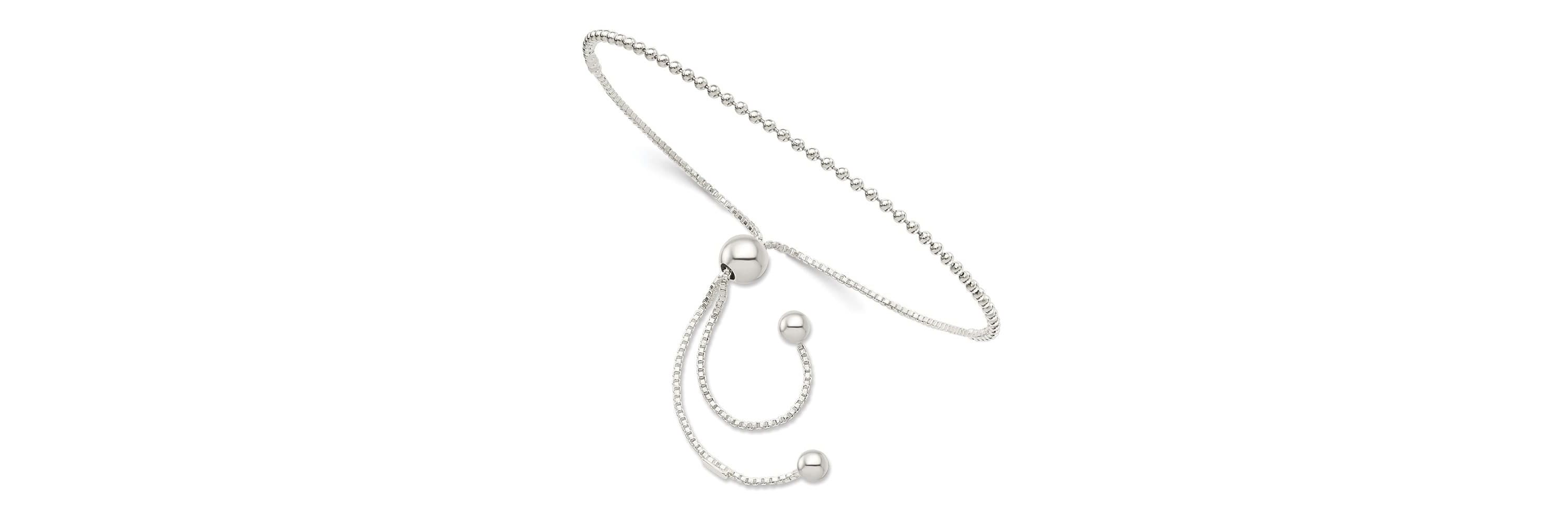 Sterling Silver Beaded Adjustable Bracelet